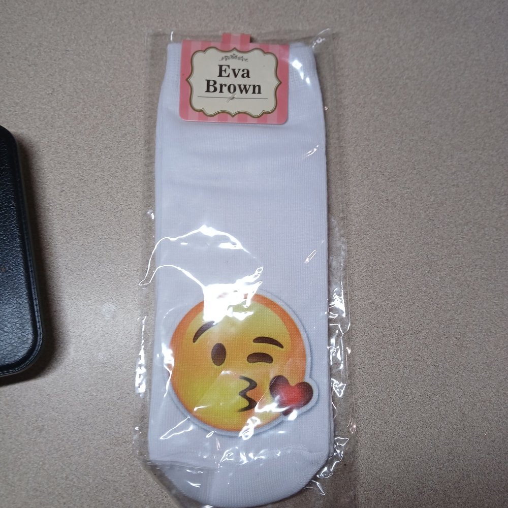 White Emoji Casual Socks